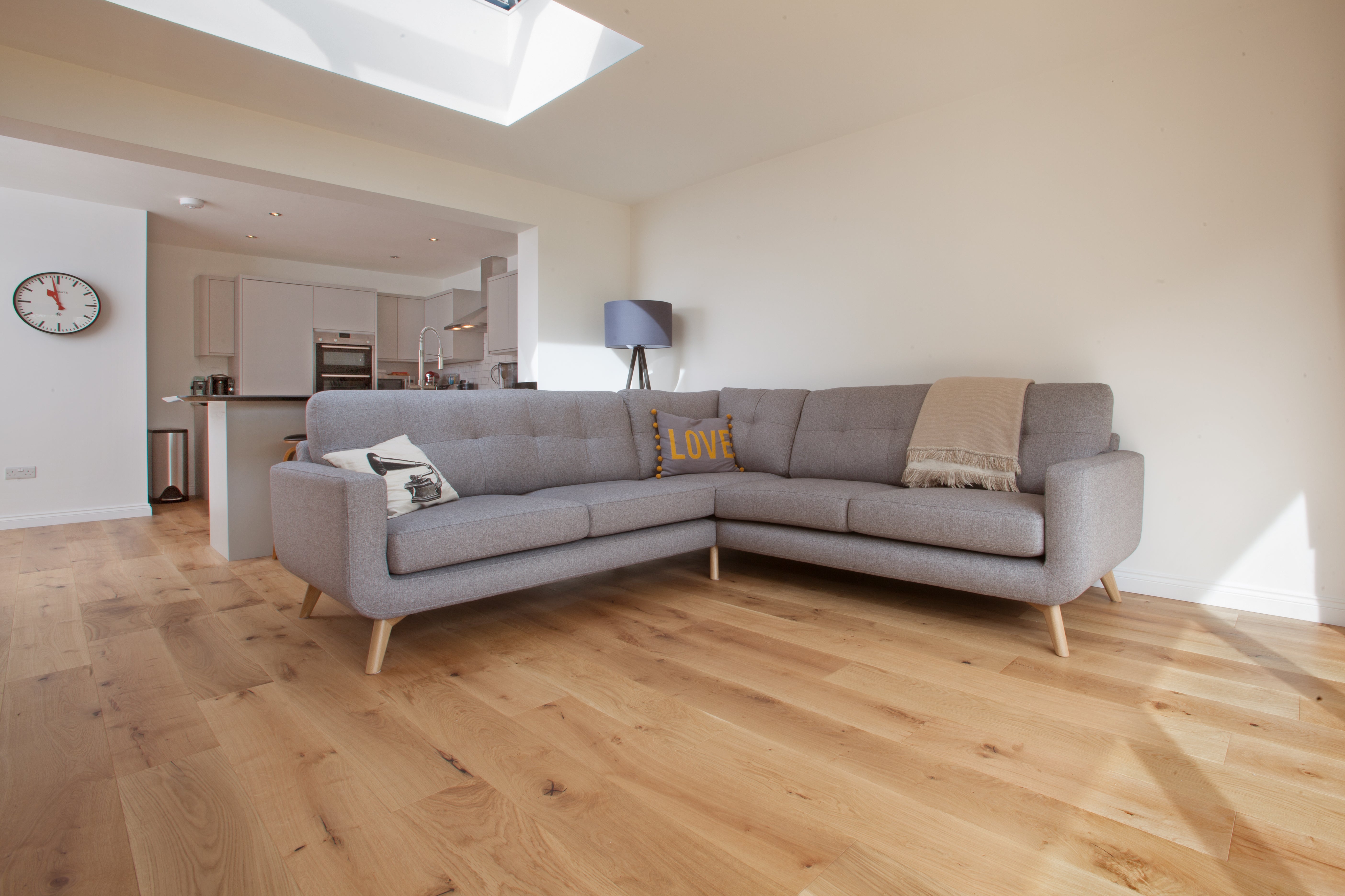 lacquered wood floors in a living room