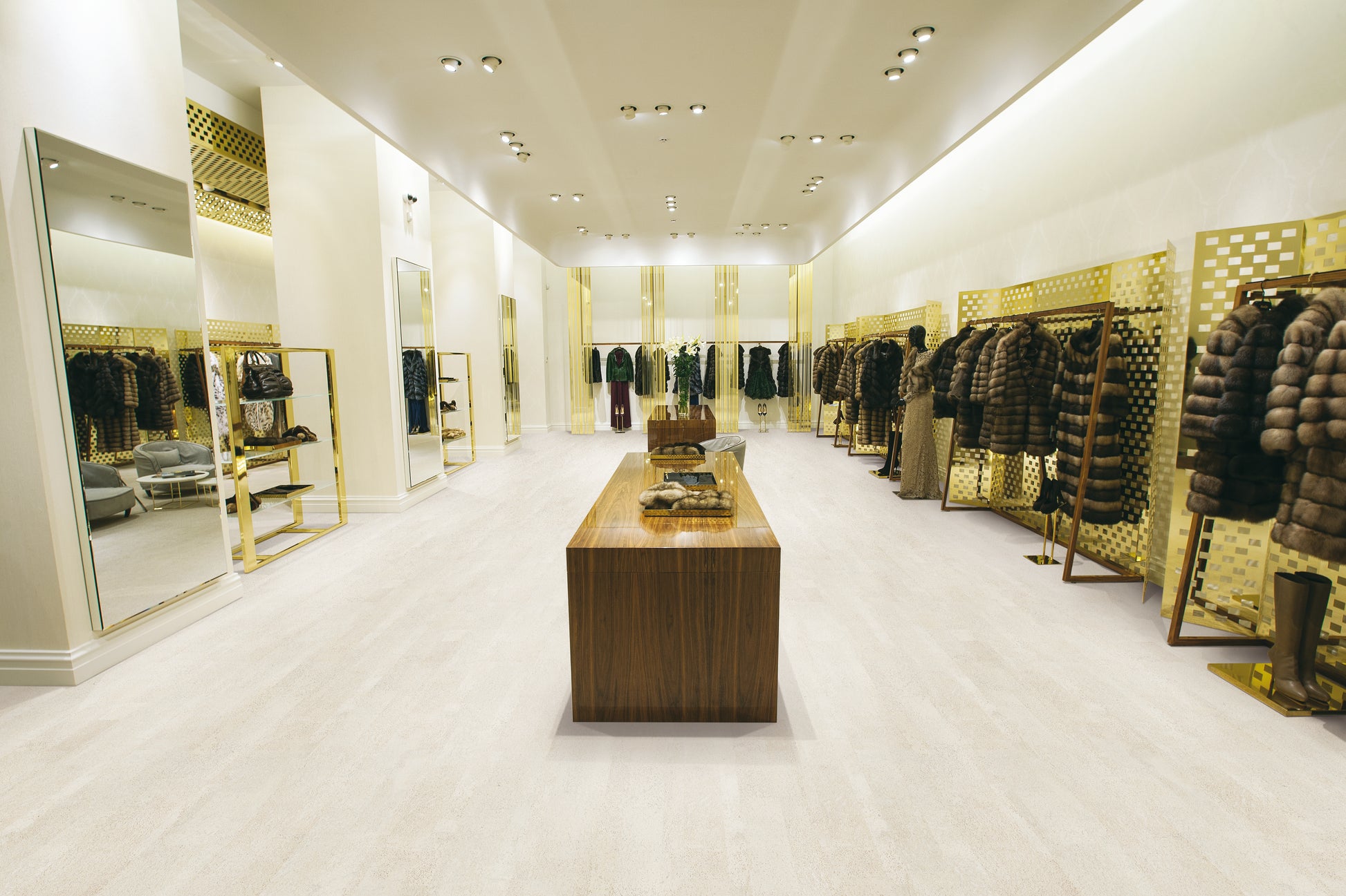 Verdelho  white cork flooring in a luxury retail shop