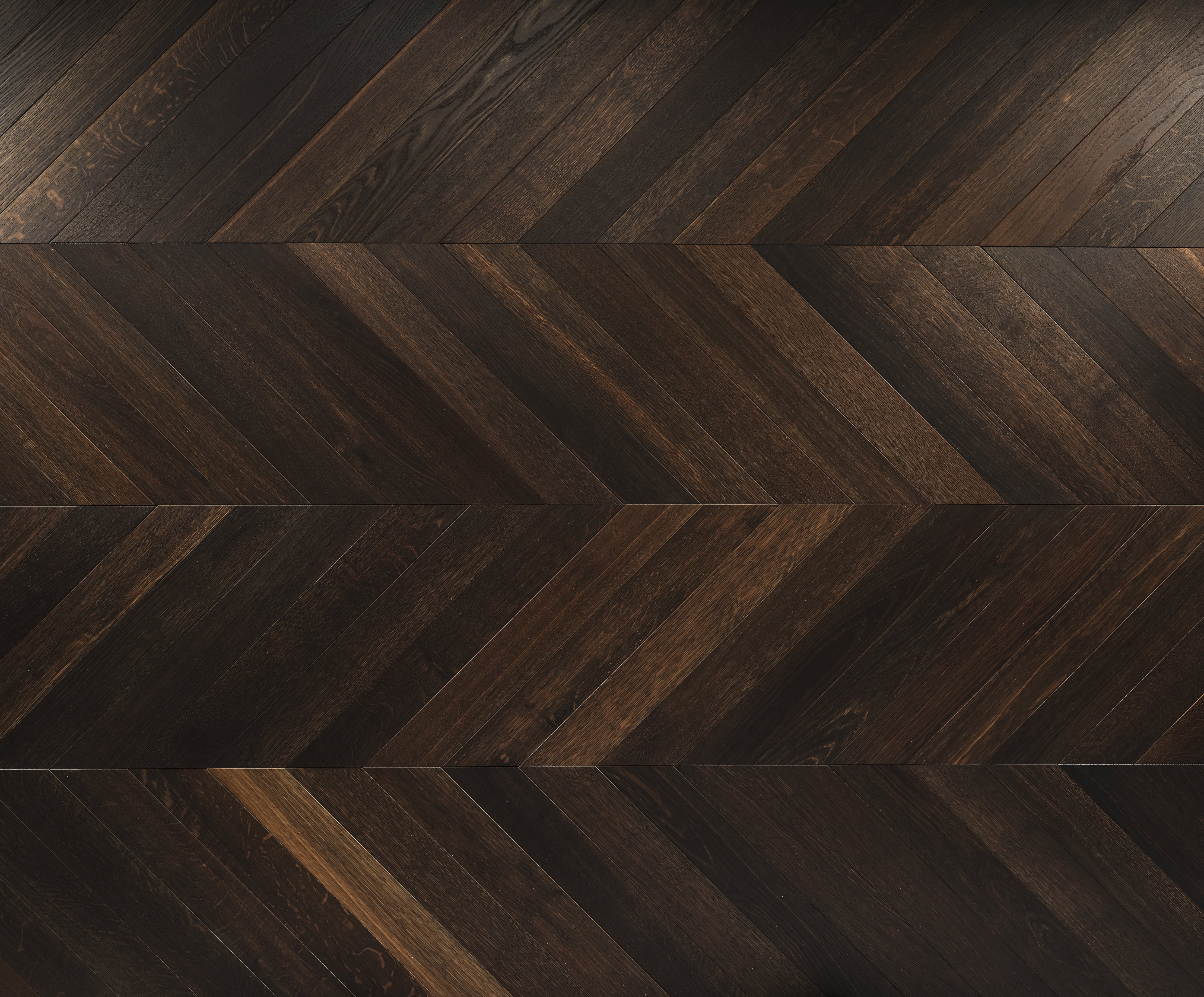 Tundra Chevron smoked oak dark wood parquet floor