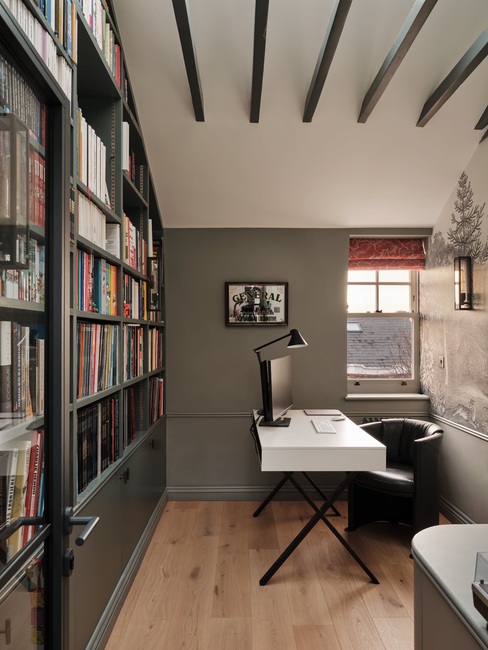 Deco Shore Drift Oak engineered wood planks in a home study