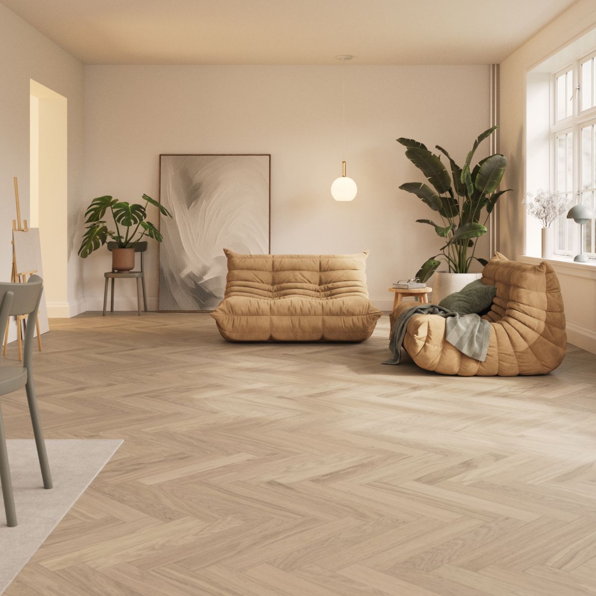 Ervalla - Misty White Select Oak Herringbone