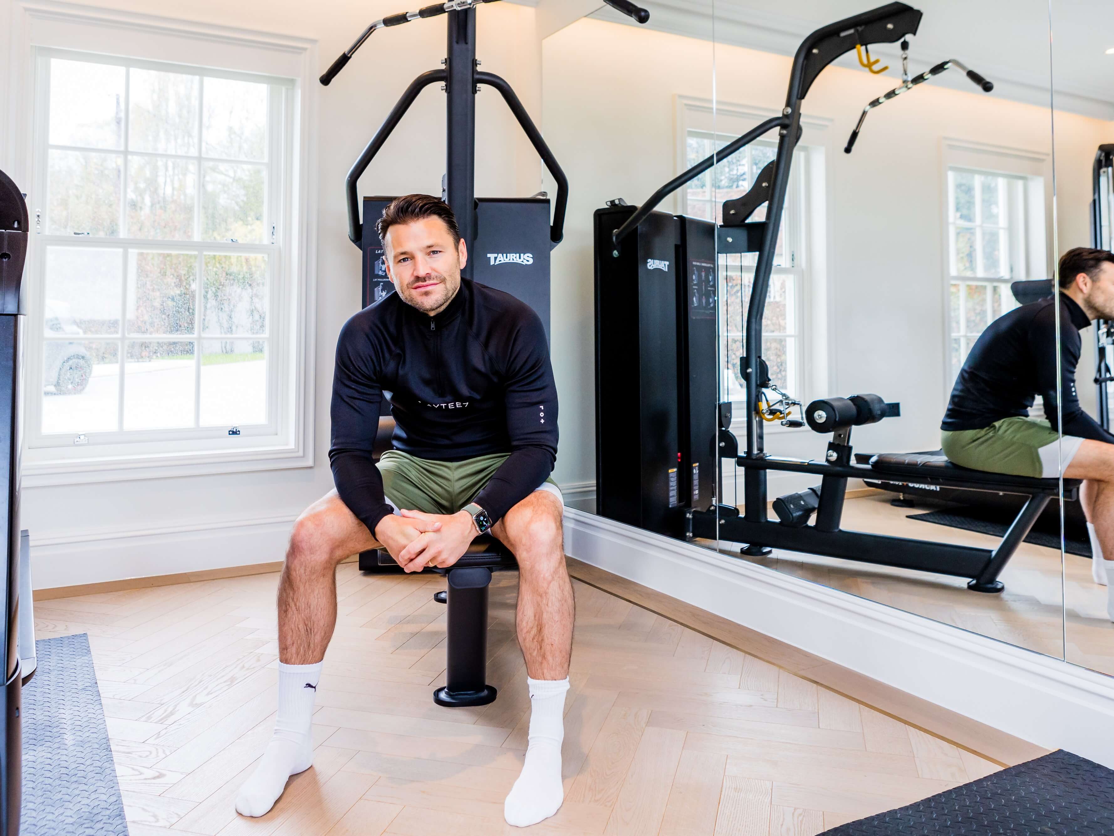 mark wright in his home gym with v4 tundra herringbone flooring