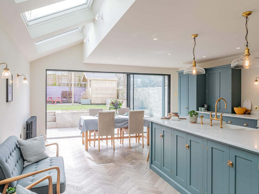 wood flooring in open plan kitchen design