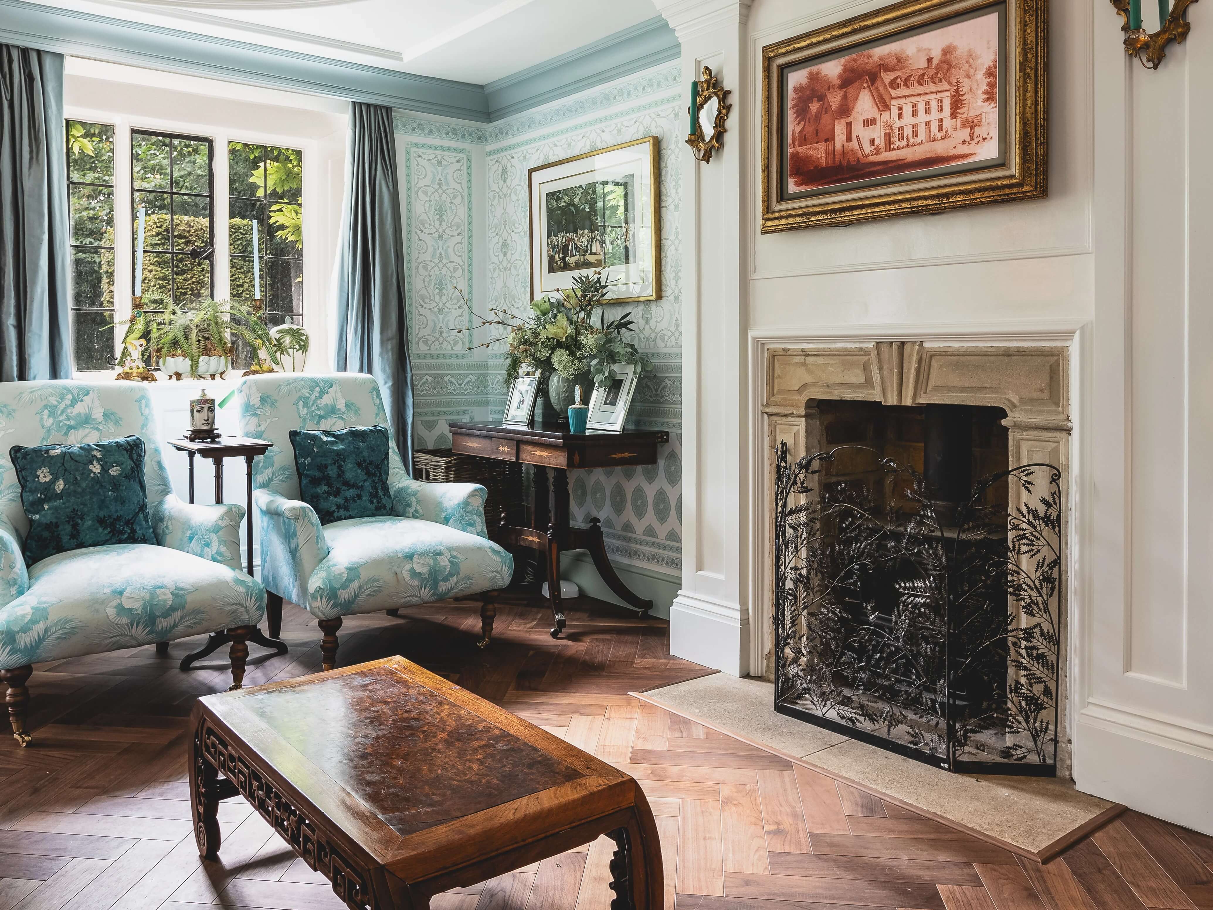 walnut wood floors in period style home
