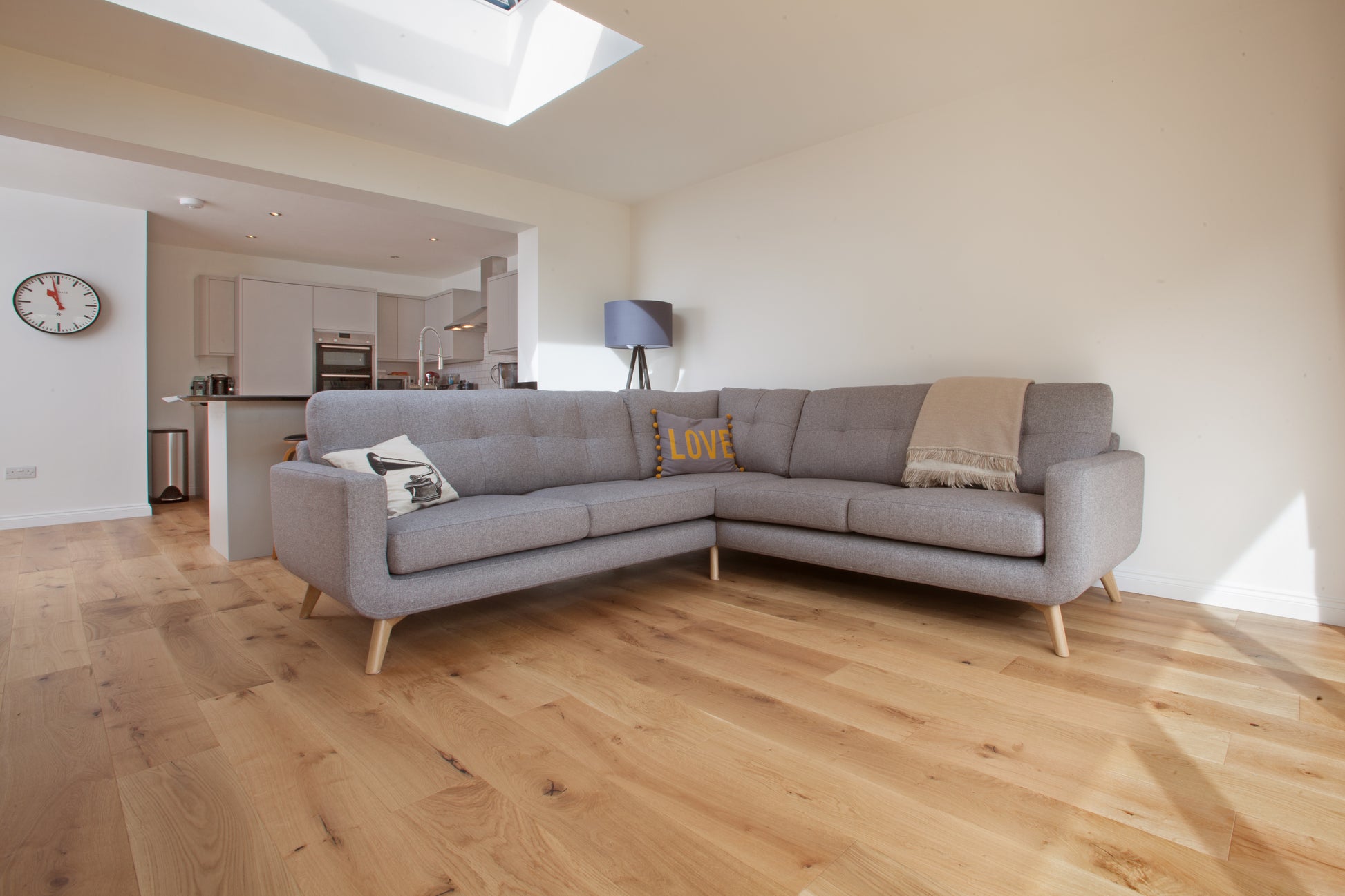 Deco Brushed Matt Oak engineered wood planks in a modern living room