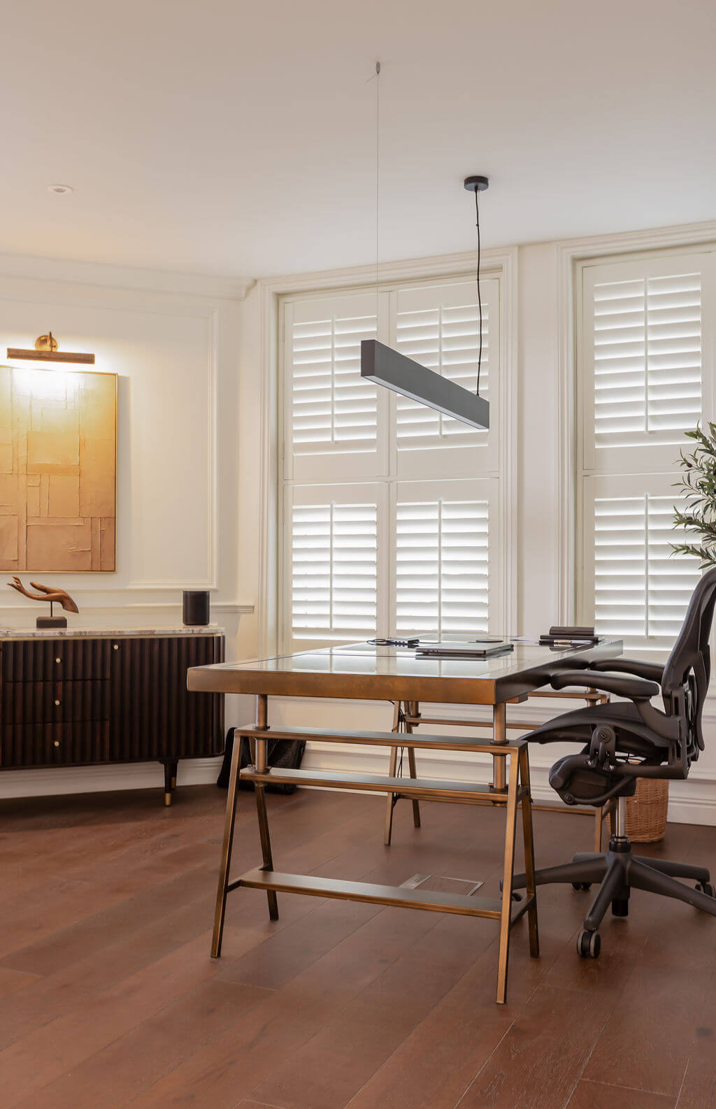 Office space with engineered wood flooring