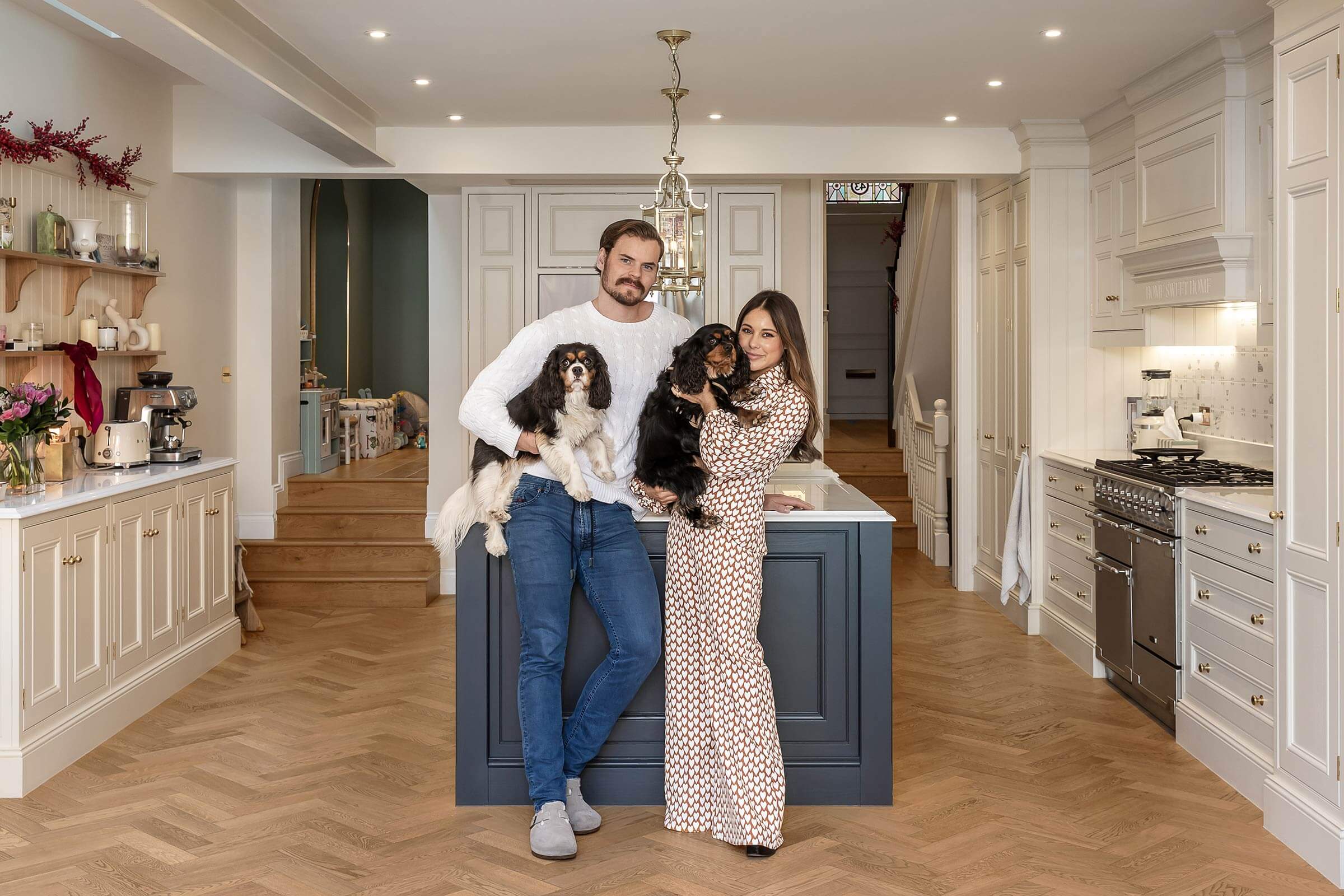 a pr collaboration picture with louise thompson in her kitchen with v4 wood flooring