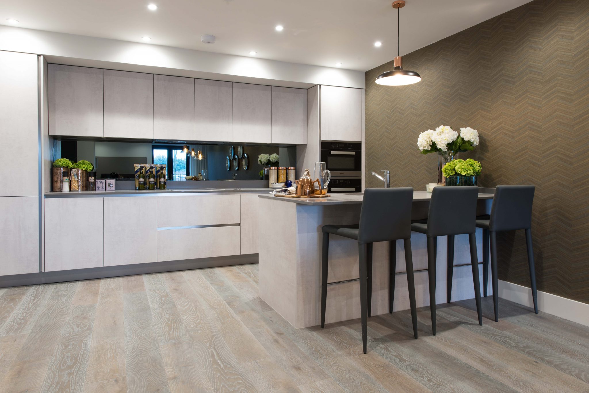 modern oak wood floors in a modern kitchen