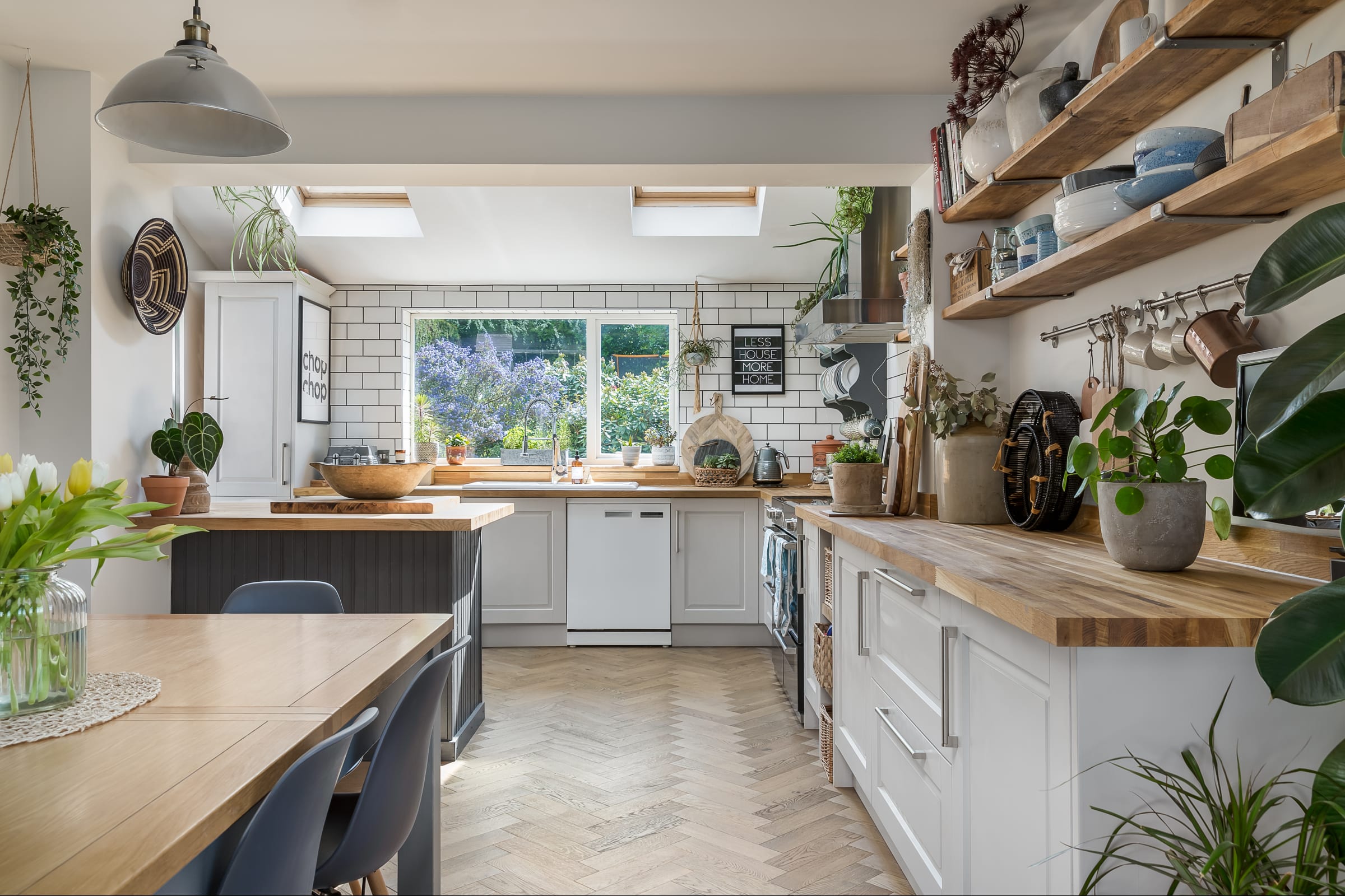 a light and airy kitchen with wood floors