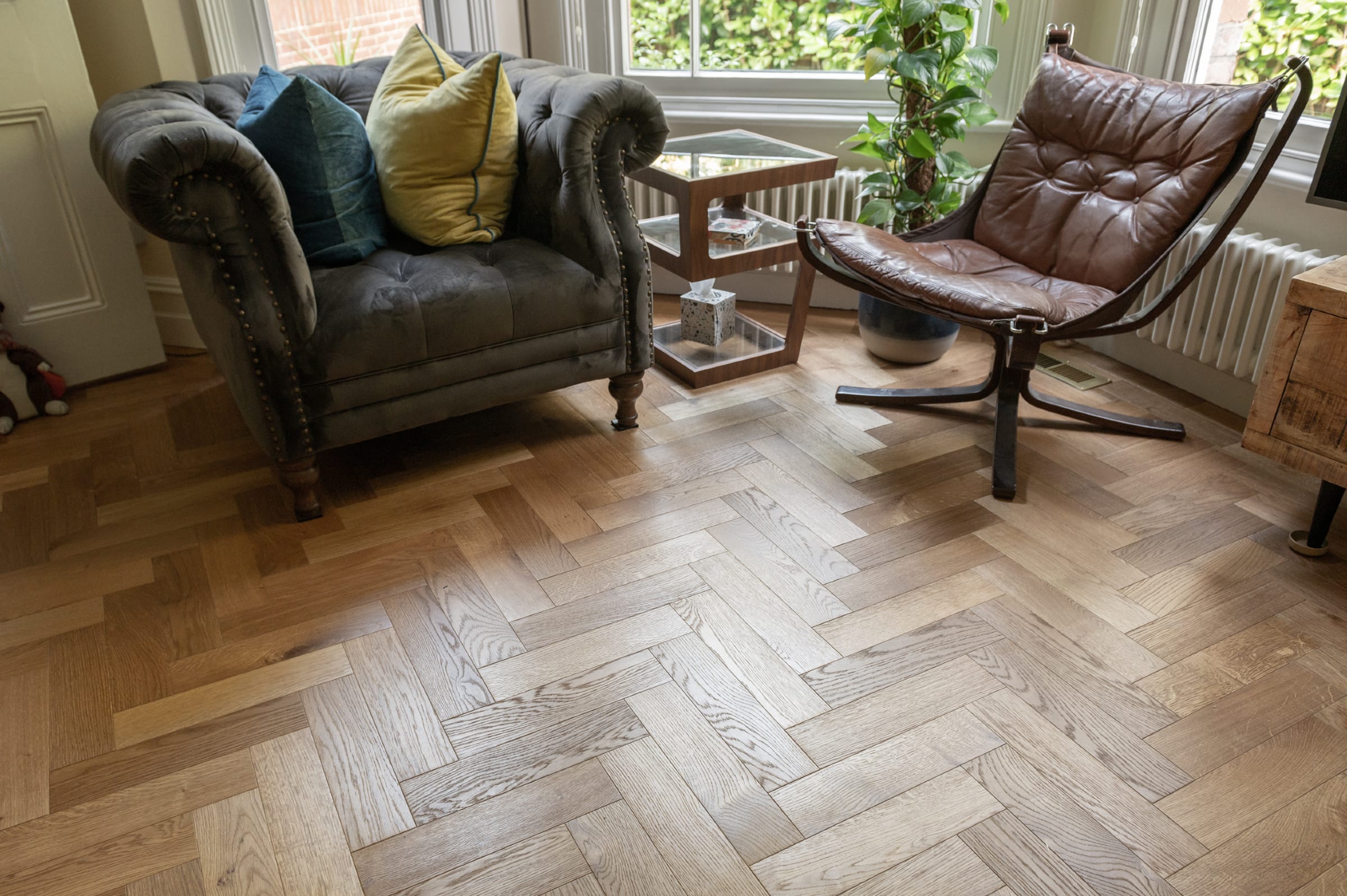 Cosy corner with ZB201 herringbone wood floors