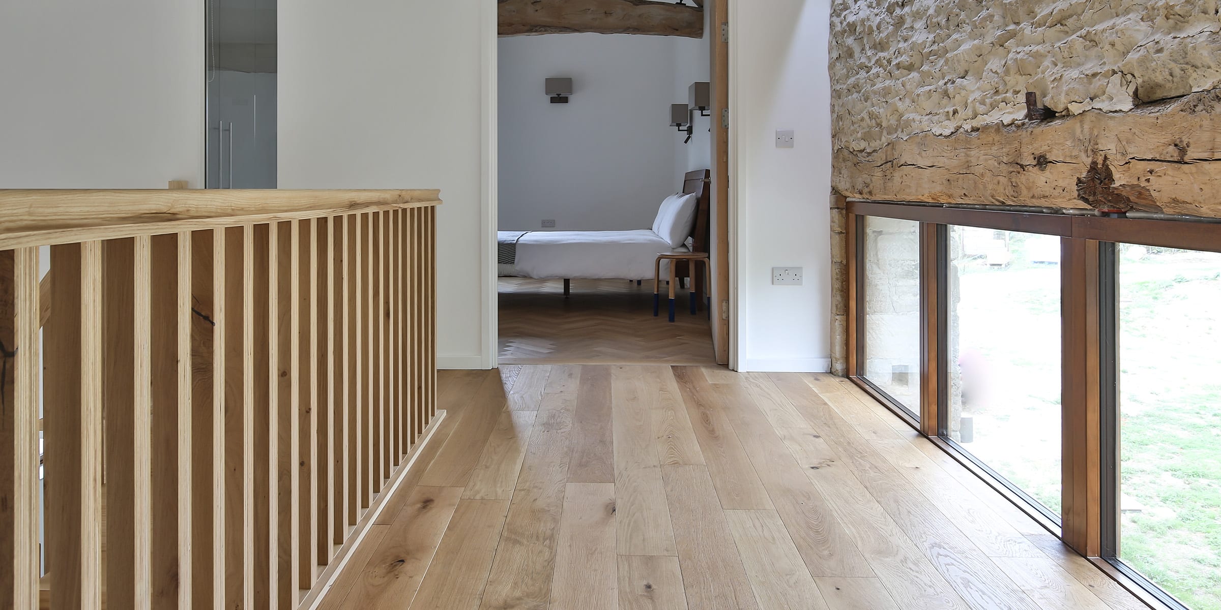 natural oak wood planks in a hallway