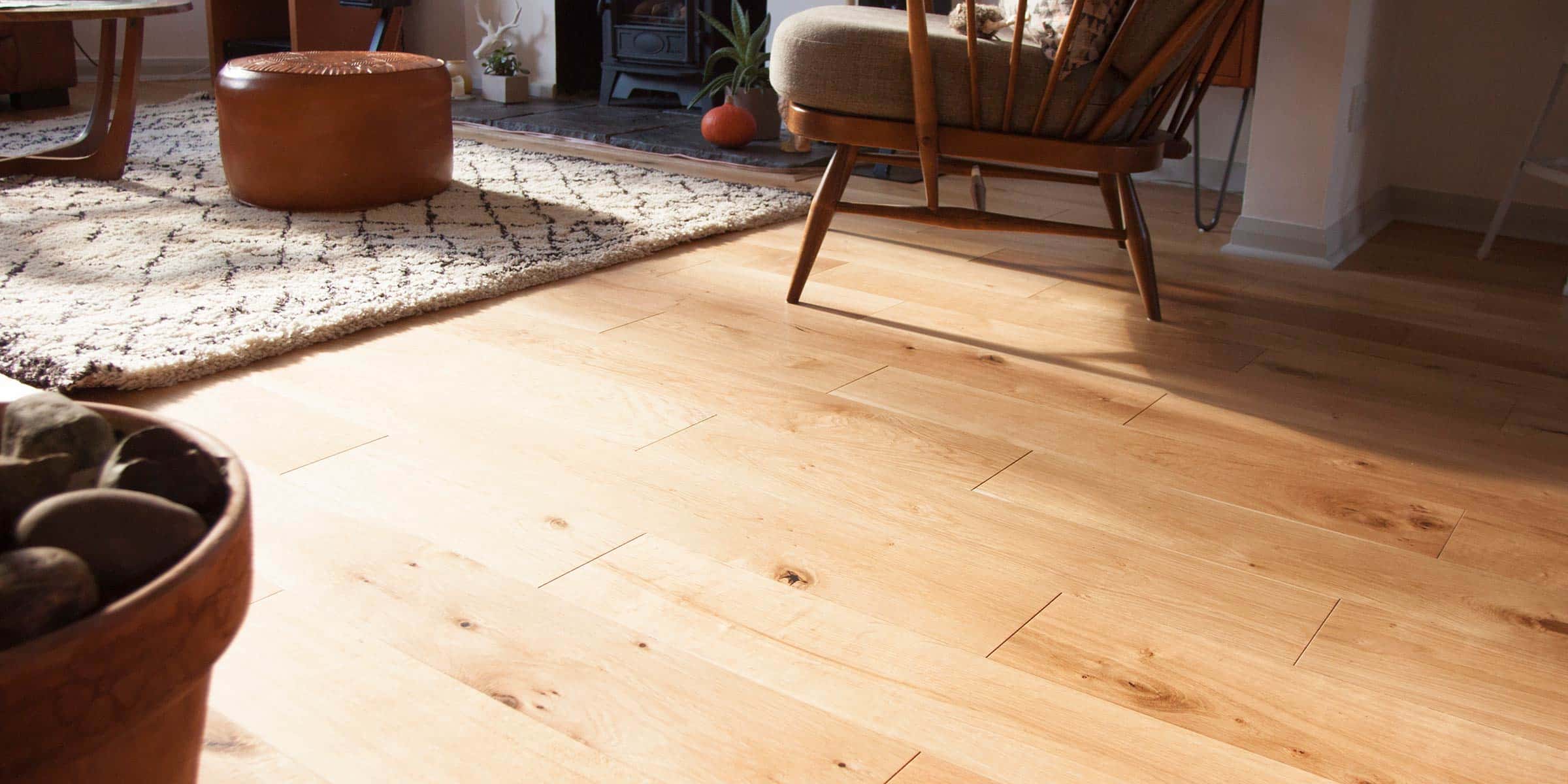 luxury wood flooring in a sunny living room